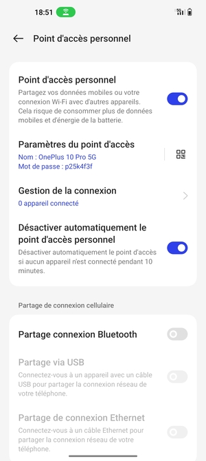 Votre téléphone est maintenant configuré pour être utilisé comme modem
