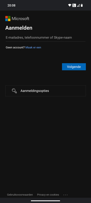 Voer uw e-mailadres in en selecteer Volgende