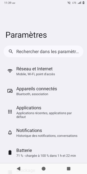 Sélectionnez Réseau et Internet