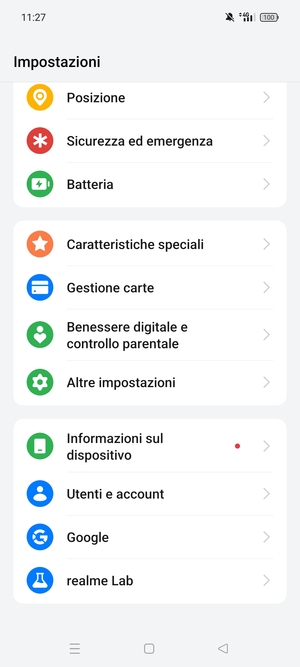 Scorri e seleziona Informazioni sul dispositivo