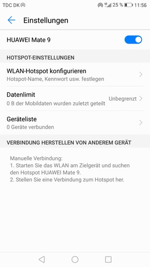 Ihr Handy ist jetzt für die Verwendung als Modem eingerichtet
