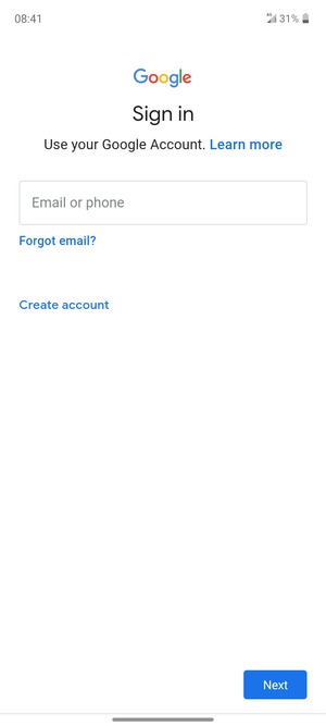 Enter your Gmail address and select Next