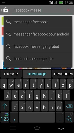 Saisissez le nom de l'appli et sélectionnez Rechercher