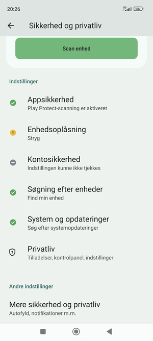 Scroll til og vælg System og opdateringer