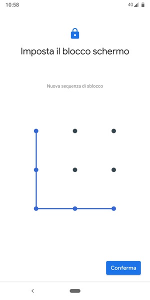Disegna nuovamente la sequenza di sblocco e seleziona Conferma