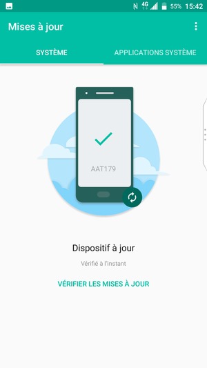 Si votre téléphone est à jour, vous verrez l'écran suivant