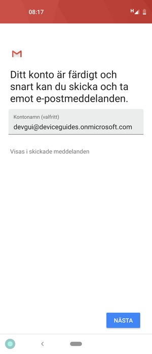 Ge ditt konto ett namn och välj NÄSTA