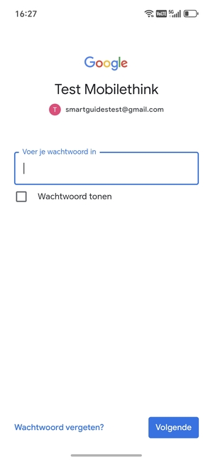 Voer uw Gmail wachtwoord in en selecteer Volgende