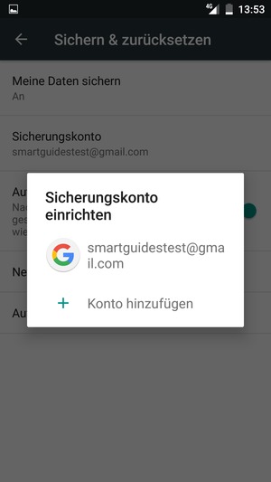 Wählen Sie Ihr Konto für Backup