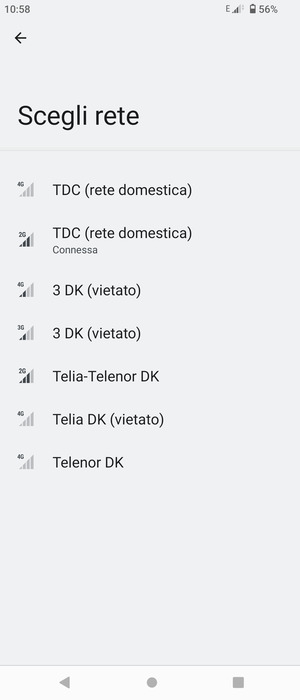 Seleziona un operatore di rete dall'elenco