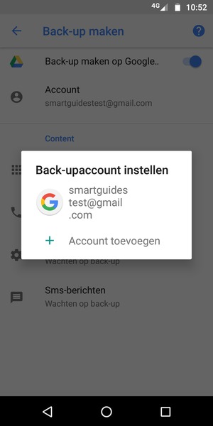 Selecteer uw back-up-account