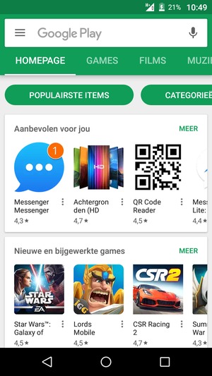 Selecteer de zoekbalk