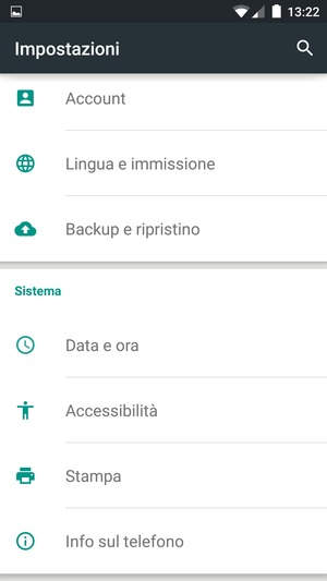 Scorri e seleziona Info sul telefono