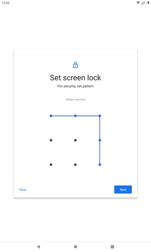 Draw an unlock pattern and select Next