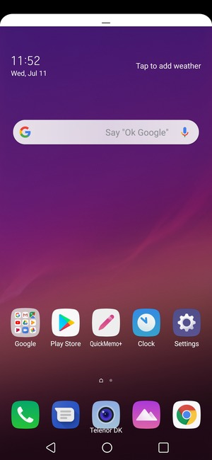 Slide down the top menu