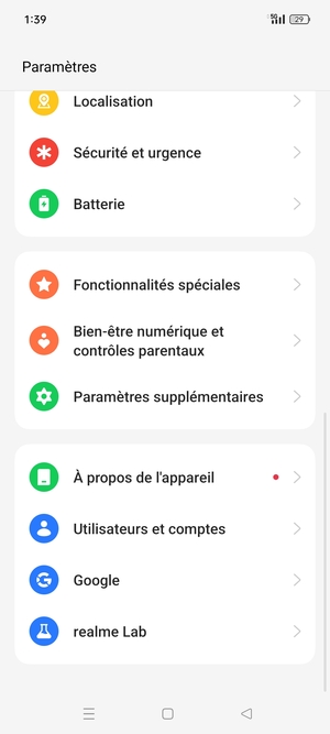 Faites défiler et sélectionnez À propos de l'appareil