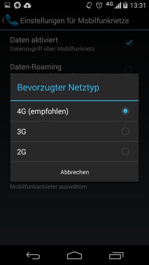 Wählen Sie die gewünschte Option