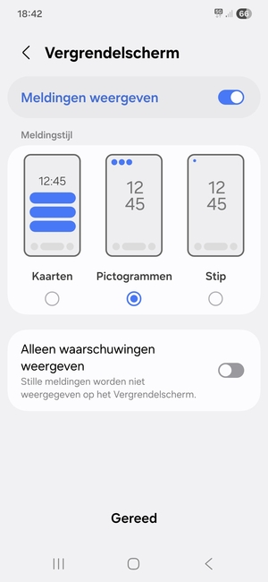 Selecteer uw voorkeursopties en selecteer Gereed