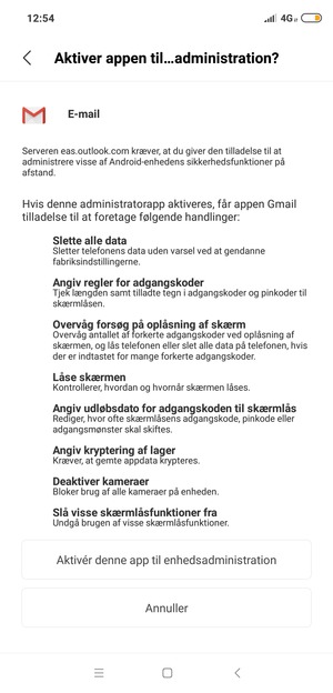 Vælg Aktivér denne app til enhedsadministration