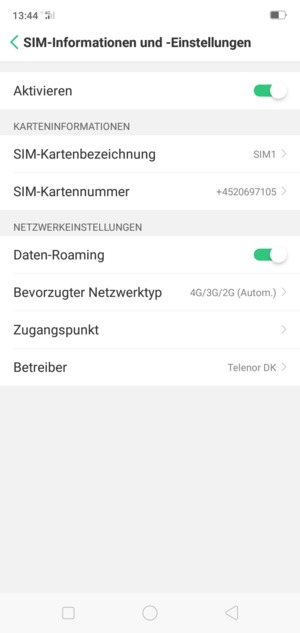 Schalten Sie Data Roaming an oder aus