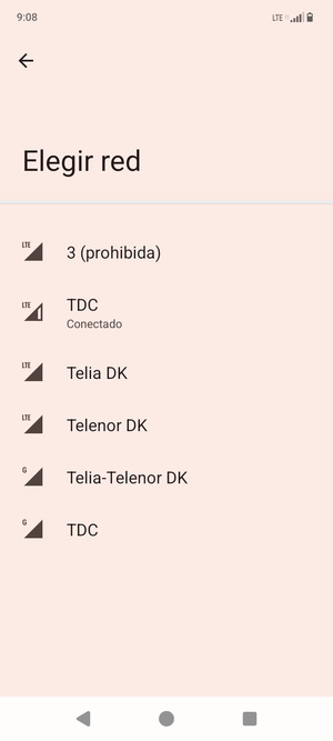Seleccione un operador de red de la lista
