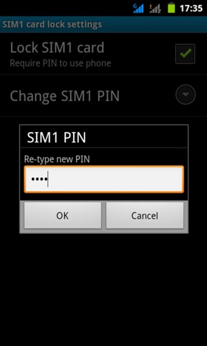Confirm your new SIM PIN and select OK