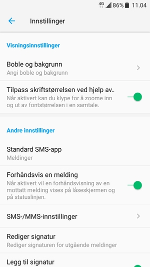 Velg SMS-/MMS-innstillinger
