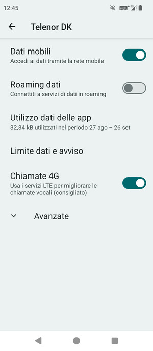 Per modificare la rete, in presenza di problemi, seleziona Avanzate