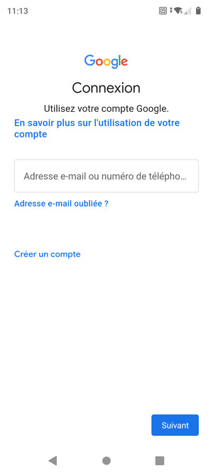 Saisissez votre adresse Gmail et sélectionnez Suivant