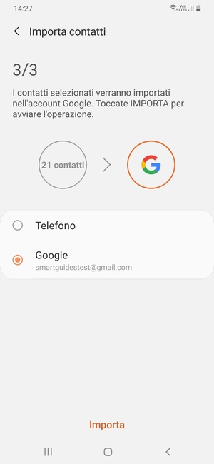 Seleziona Importa