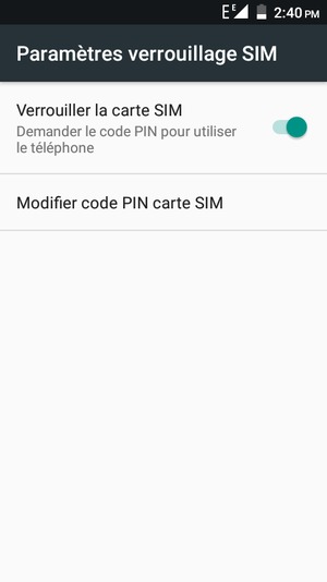 Sélectionnez Modifier code PIN carte SIM