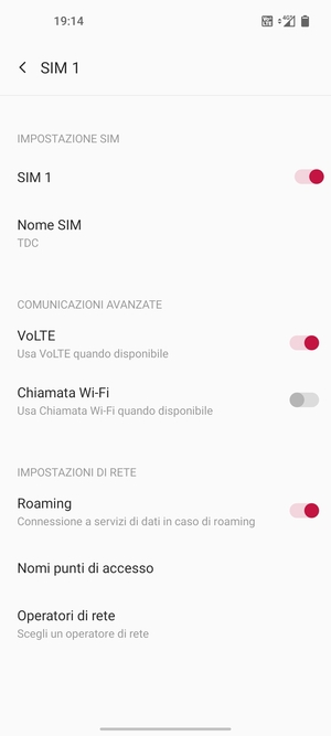 Attiva o disattiva Roaming