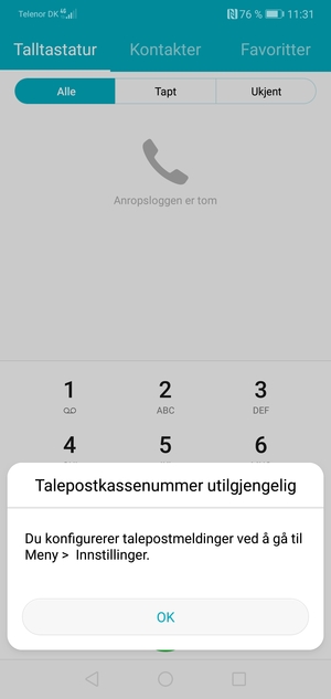 Hvis personsvar ikke er innstilt, velg OK