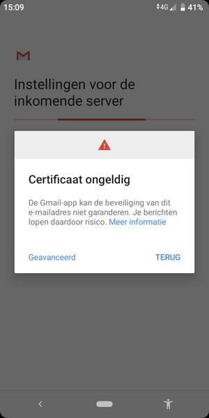 Selecteer TERUG