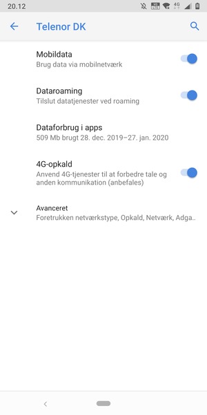 Slå Dataroaming til eller fra