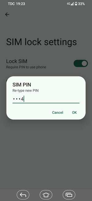 Confirm your new SIM PIN and select OK