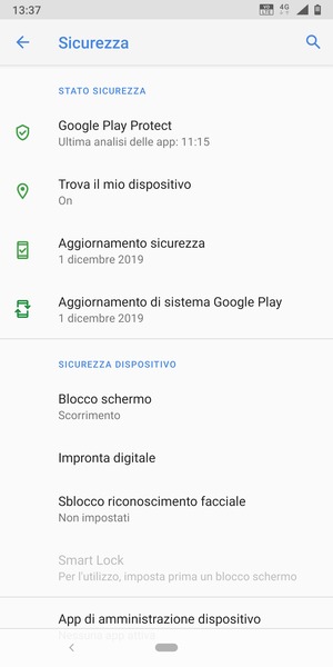 Per attivare il blocco dello schermo, vai al menu Sicurezza e seleziona Blocco schermo