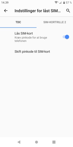Vælg Public og Skift pinkode til SIM-kort