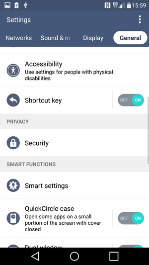 Scroll to and select Security