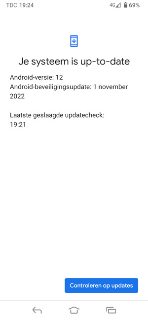 Als uw telefoon up-to-date is, zult u het volgende scherm zien