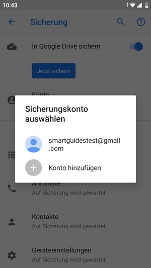 Wählen Sie Ihr Konto für Backup