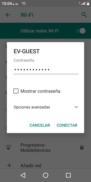 Introduzca la contraseña de Wi-Fi y seleccione CONECTAR