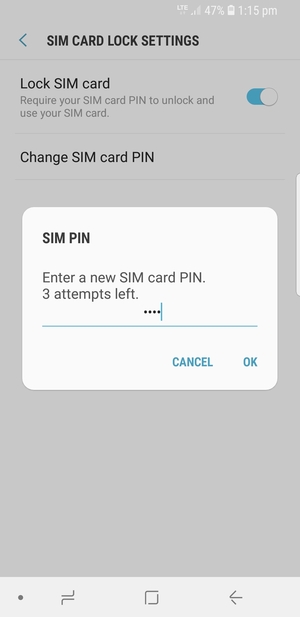 Enter your New SIM card PIN and select OK