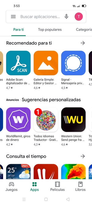 Seleccione la barra de Búsqueda