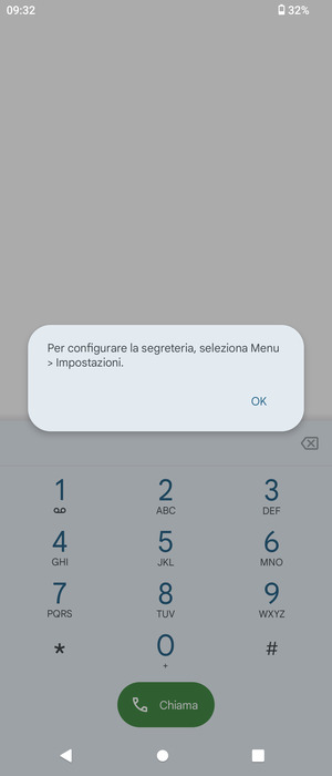 Se la segreteria telefonica non è configurata, seleziona OK