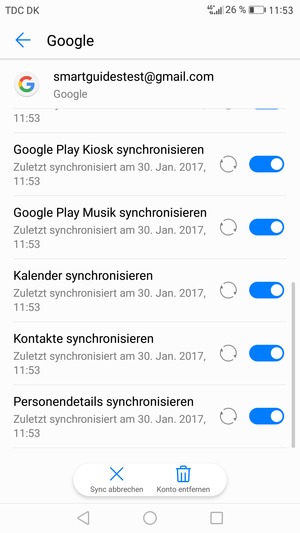 Ihre Kontakte von Google werden nun auf Ihrem Smartphone synchronisiert