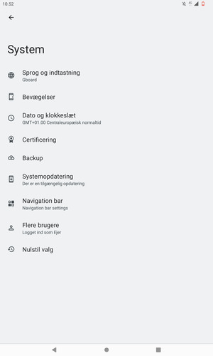 Vælg Systemopdatering