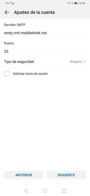 Desmarque la casilla de verificación Solicitar inicio de sesión y seleccione SIGUIENTE