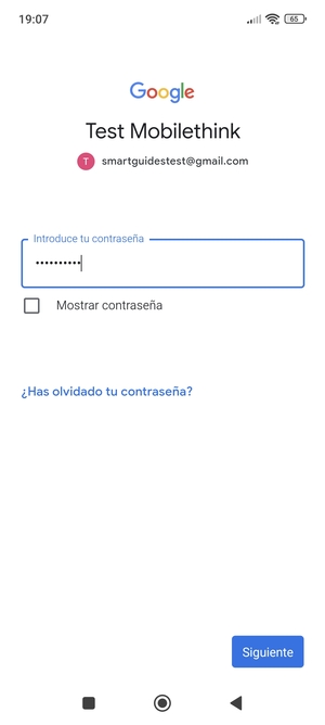 Introduzca su contraseña de Gmail y seleccione Siguiente
