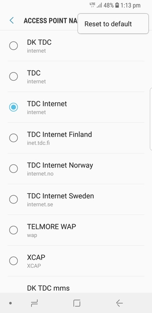 Select Reset to default